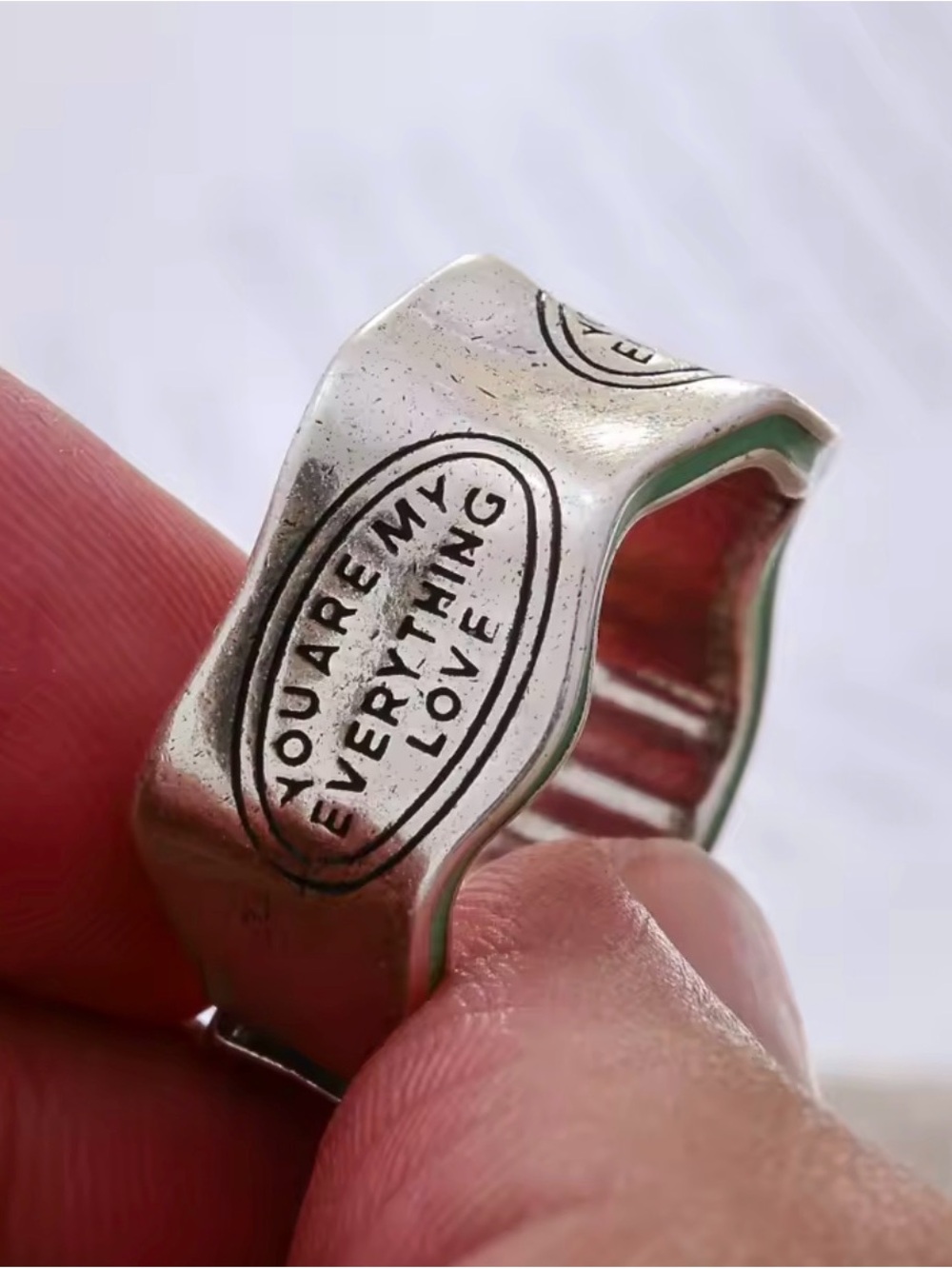 Engraved Sterling Silver Band Ring 925 - Picture 7 of 10